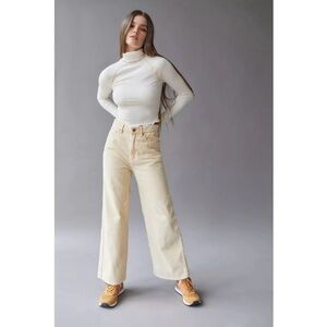 Urban Outfitters High & Wide Corduroy Pants in Biege Size 28